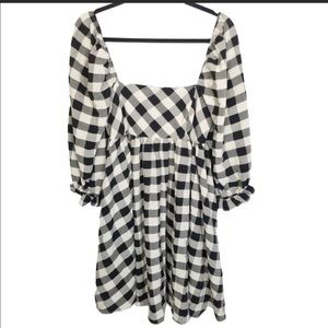 Storia Black & Cream Checkered Babydoll dress